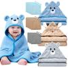 14 PCS Thicken Baby Towels Set, 3 PCS Soft Hooded Baby Towels & 11 PCS Washcloths, Baby Bath Towels for Newborns, Infants & Toddlers, Ultra Absorbent, Cute Baby Towel Gift for Boys view 1