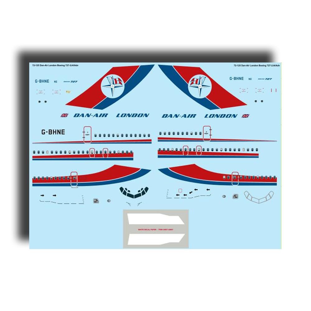 26Decals 72-125 1/72 Dan Air London 727-200 Decal for Aircraft