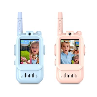 Video Walkie Talkies for Kids, 2 Pack Rechargeable Kids Walkie Talkies, Screen Display and Voice Changer, Indoor Outdoor for Boys and Girls, Age 3-12 (Blue & Pink)