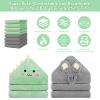 10 PCS Cute Baby Towels Set, 2 PCS Soft Baby Hooded Towels & 8 PCS Washcloths, Baby Bath Towels for Newborns, Infants & Toddlers, Ultra Absorbent, Cute Baby Towel Gift for Boys & Girls view 4
