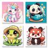 4 Pack Paint by Numbers for Kids with Wooden Framed, Cute Cartoon Unicorn, Panda, Frog, Paint by Number Kits on Canvas for Beginner, Acrylic Oil Painting Kits for Home Decor 8x8 inch, Kawaii Animals view 1