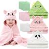 14 PCS Thicken Baby Towels Set, 3 PCS Soft Hooded Baby Towels & 11 PCS Washcloths, Baby Bath Towels for Newborns, Infants & Toddlers, Ultra Absorbent, Cute Baby Towel Gift for Girls view 1