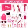 45PCS Hair Salon Toys for Girls Pretend Play Set, Kids Dress Up Beauty Kit with Barber Apron,Hair Dryer ,Curling Iron,Scissors and Styling Accessories, Birthday Gifts for Toddler Girls 3 4 5 6+ view 2