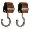 2 Pack Stroller Hooks,Strong Synthetic Leather Hook-and-Loop Fastener&High-Quality Metal Hooks,Universal Bag Clip|360 Rotation, 66lb Capacity,Non-Slip-Fits Wheelchair(Brown-Silver Gray) view 1