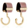 2 Pack Stroller Hooks,Strong Synthetic Leather Hook-and-Loop Fastener&High-Quality Metal Hooks,Universal Bag Clip|360 Rotation, 66lb Capacity,Non-Slip-Fits Wheelchair(Pink-Gold) view 1