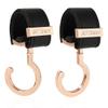 2 Pack Stroller Hooks,Strong Synthetic Leather Hook-and-Loop Fastener&High-Quality Metal Hooks,Universal Bag Clip|360 Rotation, 66lb Capacity,Non-Slip-Fits Wheelchair(Black-Rose Gold) view 1