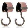 2 Pack Stroller Hooks,Strong Synthetic Leather Hook-and-Loop Fastener&High-Quality Metal Hooks,Universal Bag Clip|360 Rotation, 66lb Capacity,Non-Slip-Fits Wheelchair(Pink-Silver Gray) view 1
