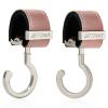 2 Pack Stroller Hooks,Strong Synthetic Leather Hook-and-Loop Fastener&High-Quality Metal Hooks,Universal Bag Clip|360 Rotation, 66lb Capacity,Non-Slip-Fits Wheelchair(Pink-Silver) view 1