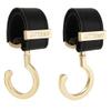 2 Pack Stroller Hooks,Strong Synthetic Leather Hook-and-Loop Fastener&High-Quality Metal Hooks,Universal Bag Clip|360 Rotation, 66lb Capacity,Non-Slip-Fits Wheelchair(Black-Gold) view 1