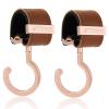 2 Pack Stroller Hooks,Strong Synthetic Leather Hook-and-Loop Fastener&High-Quality Metal Hooks,Universal Bag Clip|360 Rotation, 66lb Capacity,Non-Slip-Fits Wheelchair(Brown-Pink Gold) view 1