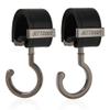 2 Pack Stroller Hooks,Strong Synthetic Leather Hook-and-Loop Fastener&High-Quality Metal Hooks,Universal Bag Clip|360 Rotation, 66lb Capacity,Non-Slip-Fits Wheelchair(Black-Silver Gray) view 1