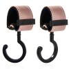 2 Pack Stroller Hooks,Strong Synthetic Leather Hook-and-Loop Fastener&High-Quality Metal Hooks,Universal Bag Clip|360 Rotation, 66lb Capacity,Non-Slip-Fits Wheelchair(Pink-Black) view 1