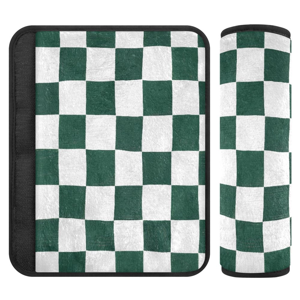 Nexawaveo Car Seat Strap Covers Checkered Green Soft Flannel Shoulder Pads for Baby Car Seat Stroller Backpack