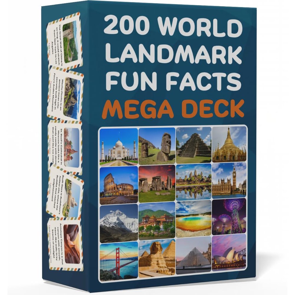 200 World Landmark Fun Fact Cards  Fascinating, Educational Flash Cards for Kids | Lunchbox Notes, Homeschool, Classroom, Travel + Bonus Printable 60 Space Fun Facts | Back to School & Gift Idea