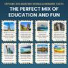 200 World Landmark Fun Fact Cards  Fascinating, Educational Flash Cards for Kids | Lunchbox Notes, Homeschool, Classroom, Travel + Bonus Printable 60 Space Fun Facts | Back to School & Gift Idea view 2