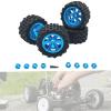 4 Pack RC Car Wheels and Rubber Tires with Wheel Hubs for 1/12 1/14 1/16 1/18 Scale Models- Blue view 2