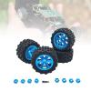 4 Pack RC Car Wheels and Rubber Tires with Wheel Hubs for 1/12 1/14 1/16 1/18 Scale Models- Blue view 3