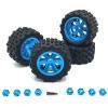 4 Pack RC Car Wheels and Rubber Tires with Wheel Hubs for 1/12 1/14 1/16 1/18 Scale Models- Blue view 4