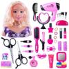 35PCS Hair Styling Doll Head Makeup Kit for Girls, Pretend Play Hair Styling Set with Hairdryer Curling Iron Hairpins Accessories Kit Birthday Gifts for 3 4 5 6+ Years Old view 1