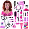 GODIYTOPPY 35PCS Hair Styling Doll Head Makeup Kit for Girls, Pretend Play Hair Styling Set with Hairdryer Curling Iron Hairpins Accessories Kit Birthday Gifts for 3 4 5 6+ Years Old view 1