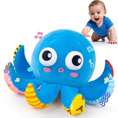 Baby Toys 6-12 Months, Musical Crawling Bouncing Dancing Octopus Plush Toys 12-18 Months, 50 Songs & Recording Feature, Interactive Toddler Toys Age 1-2 Tummy Time Toys for 1 Yr Old Infants Valentines