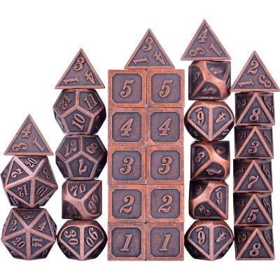 Amiven Extended Metal Dice RPG Set - 31 Piece DND Polyhedral Dice for Dungeons and Dragons 5e Tabletop Role Playing Adventure Games (Copper)