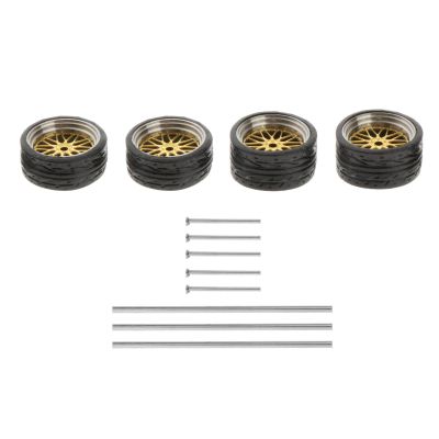 4Pcs 1/64 Diecast Model Car Wheel & Tire Accessories Replacement Spare Parts Alloy Rubber Wheels- Style G