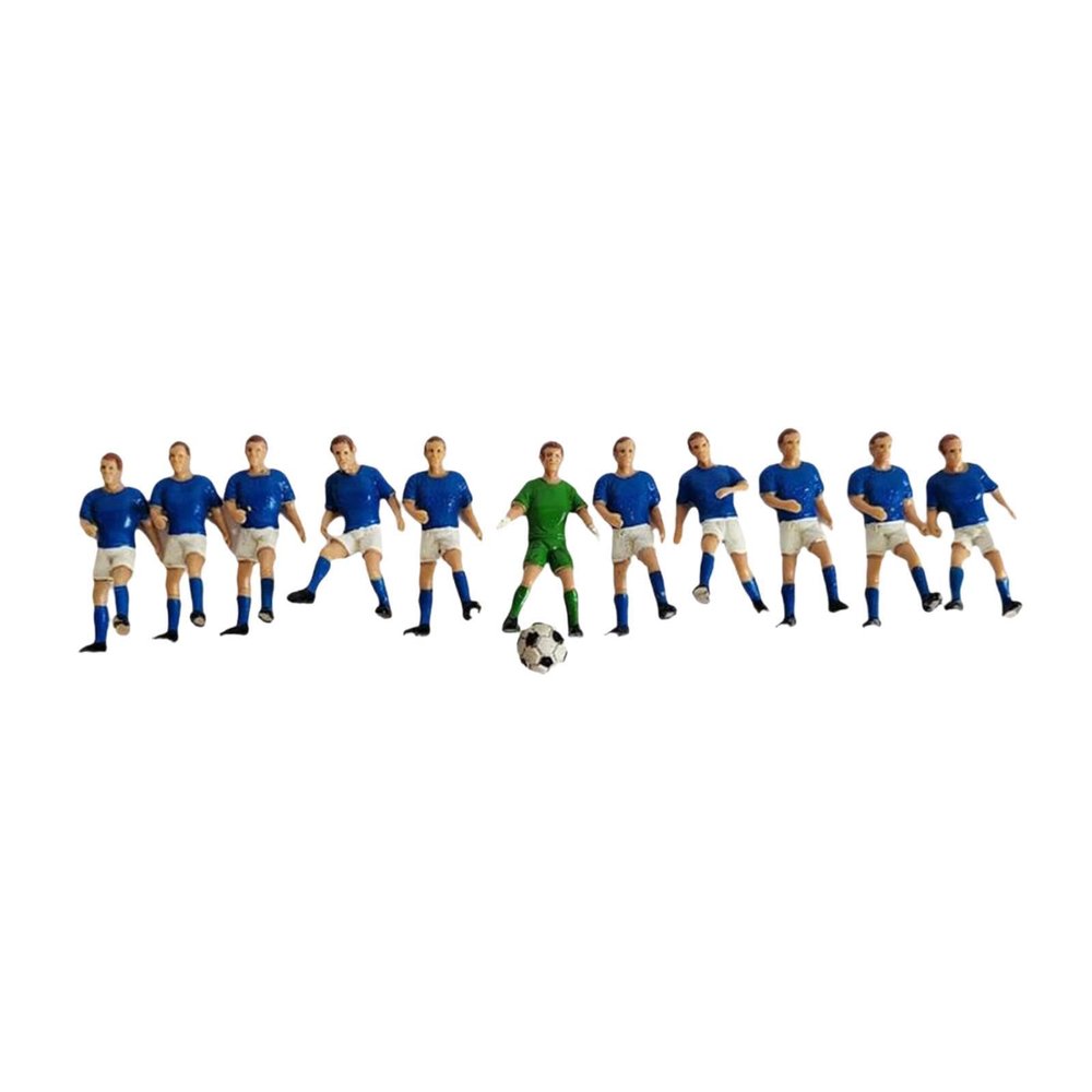 11Pcs Miniature Soccer Player Toy Figures 2 Inch Height Soccer Guy Diorama Character Figures for Miniature Scene Display- Blue Player