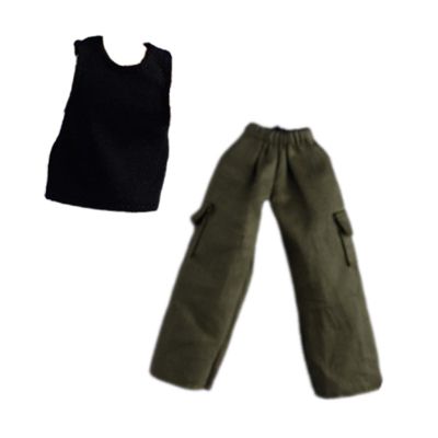 1/12 Scale Figure Top and Pant Miniature Doll Costume Casual Loose Figure Clothes Dress Up for 6 Inch Action Figures Accessories- with Vest