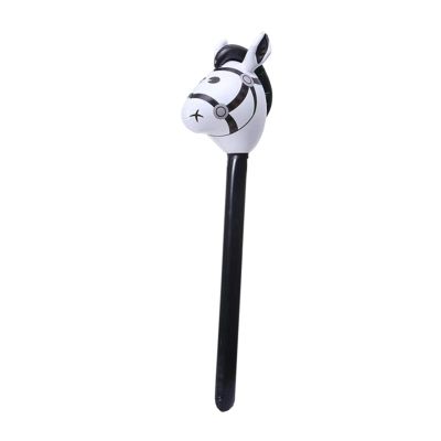 Inflatable Horse Head Stick Toy PVC Horse Riding Stick Balloon for Horse Themed Party Boys Girls 3 Years and Up 37.4 Inch- Black