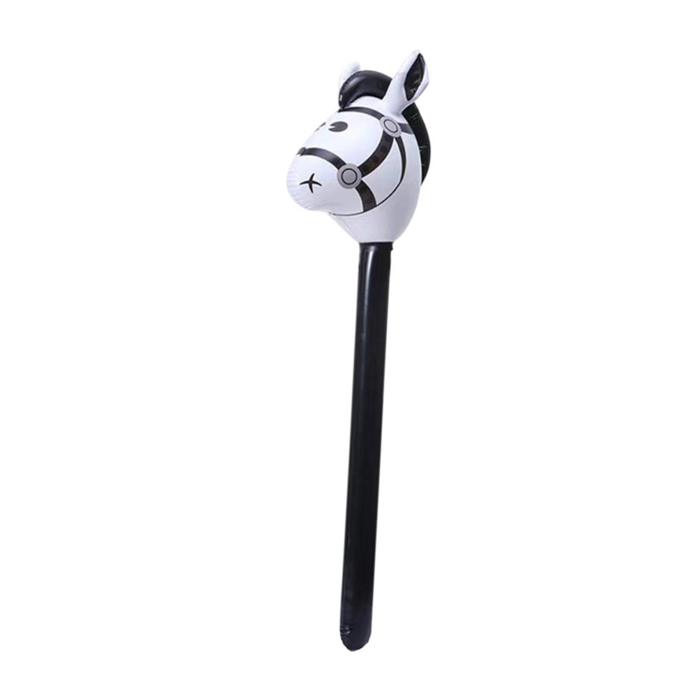 Inflatable Horse Head Stick Toy PVC Horse Riding Stick Balloon for Horse Themed Party Boys Girls 3 Years and Up 37.4 Inch- Black