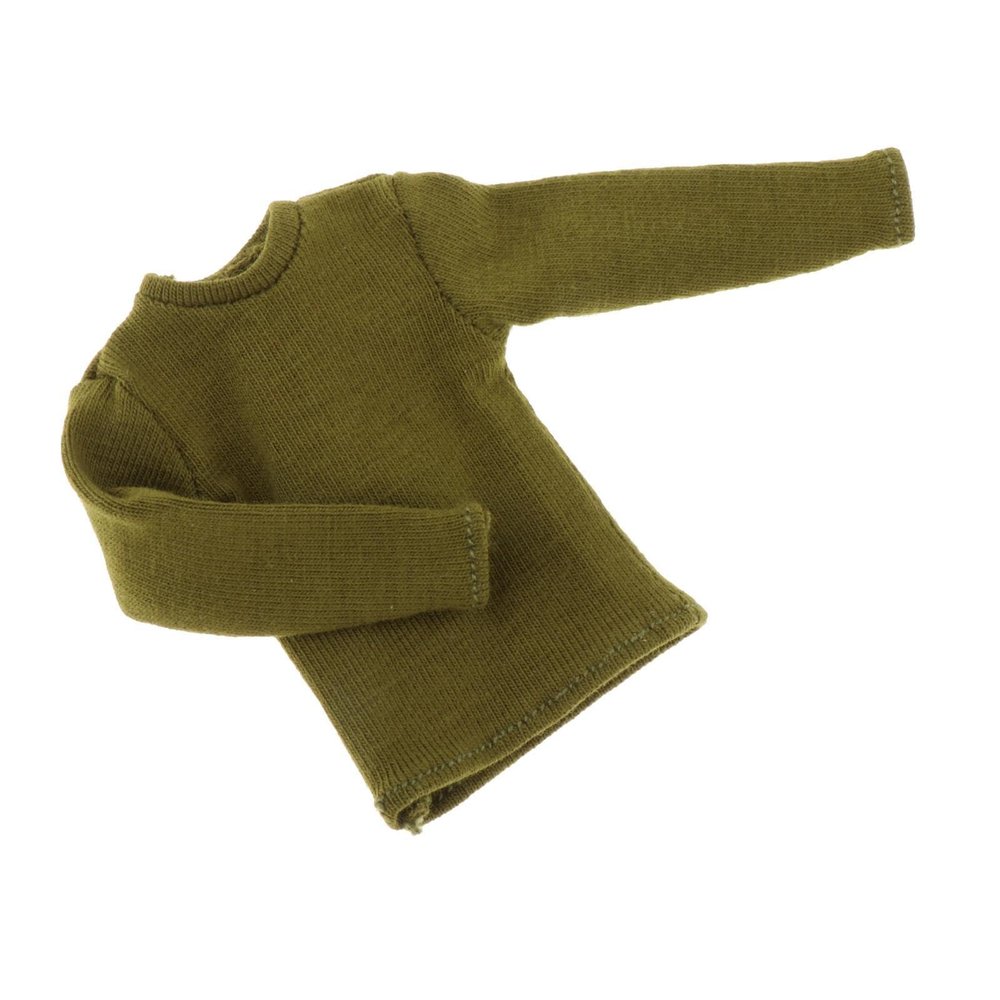 1/12 Scale Long Sleeve T Shirt for Miniature Male Doll Figures 6 Inch Action Figure Clothing- Green