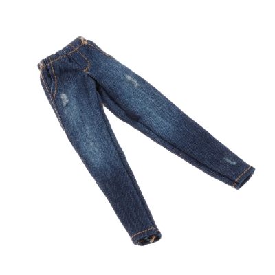 1/12 Scale Women Figure Jeans Handmade Cloth Outfits for 6 inch Action Figures Body Doll Cosplay Fashion DIY Accessory Doll Pants- Blue Hole