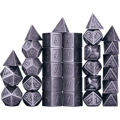 Amiven Extended Metal Dice RPG Set - 31 Piece DND Polyhedral Dice for Dungeons and Dragons 5e Tabletop Role Playing Adventure Games (Iron)