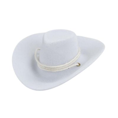1:6 Scale Cowboy Hat for Action Figure Dress Up Western Accessory 12 Inch Doll Hat 3.35 Inch Miniature Flocked Hat- White