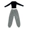 1/6 Scale Female Doll Clothes Long Sleeved Sweater and Sweatpants Costume Outfit for 12 Inch Action Figure- Gray and Black view 1