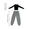 1/6 Scale Female Doll Clothes Long Sleeved Sweater and Sweatpants Costume Outfit for 12 Inch Action Figure- Gray and Black view 2