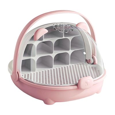 Silkworm Growth Box Feeding Box Portable Observation Cabin Small Animal Breeding Container Silkworm Hatching Container 7.87x8.27x6.69inch- Pink