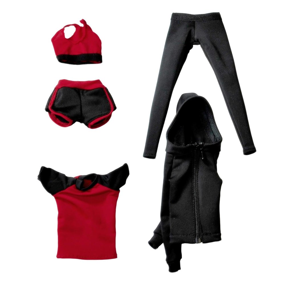 1/6 Scale Female Figure Clothes Fashion Sweatsuits Sweatpants Casual Tracksuits Outfit for 12'' Female Soldier Figures Body Accessory- Red