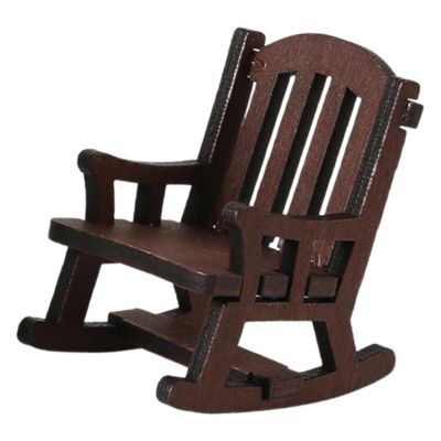 1:12 Scale Miniature Rocking Chair Model High Back Wood Chair Diorama Scenery for Train Layout DIY Projects- Coffee
