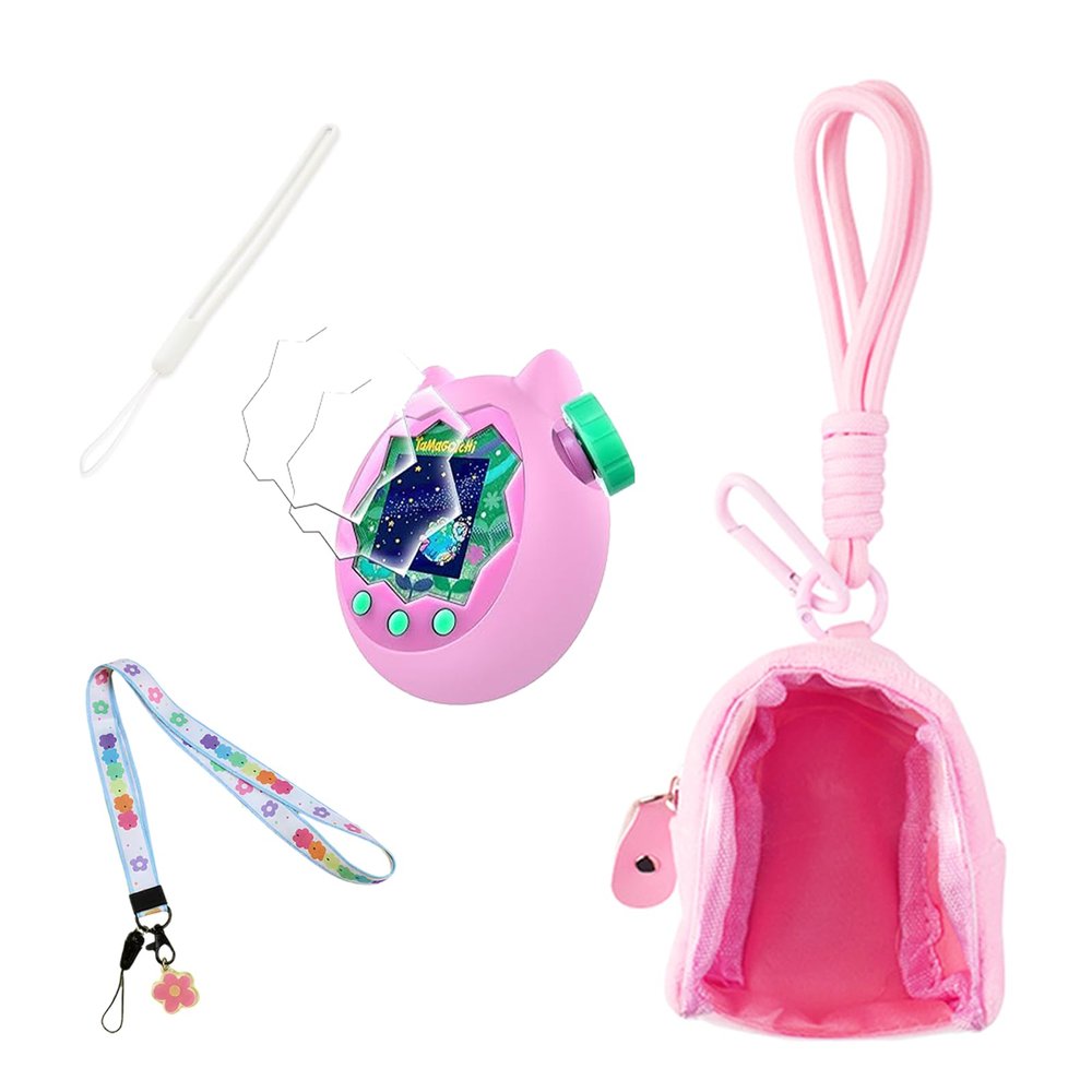 Carrying Case and Silicone Cover for Tamagotchi ParadiseProtective Cases for Tamagotchi Paradise Electronic Pet, Silicones Protective Case with Lanyard Screen Protector