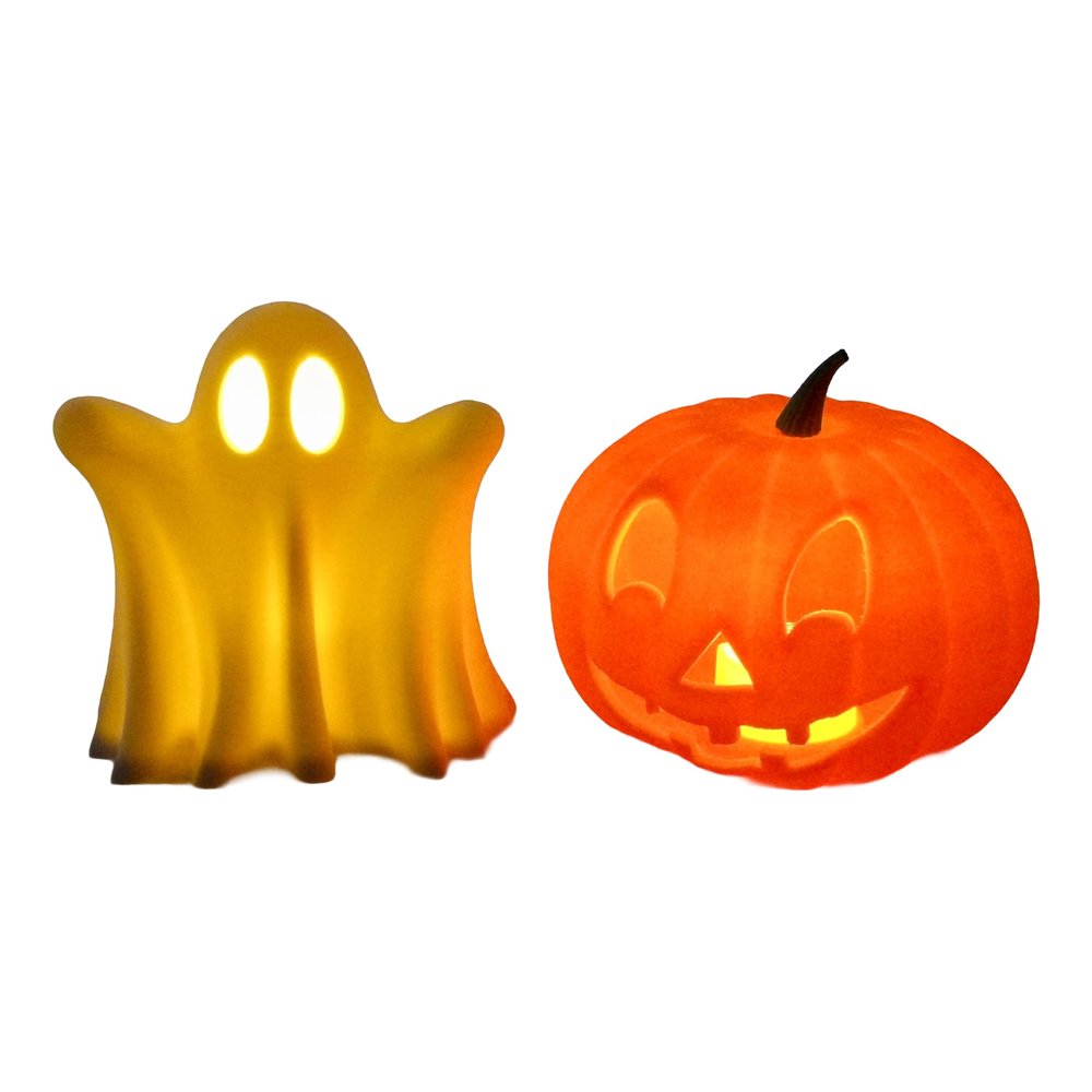 3D-Printed Glowing Ghost or Pumpkin Figurine LED Tea-Light Halloween Dcor, Handcrafted PLA Collectible