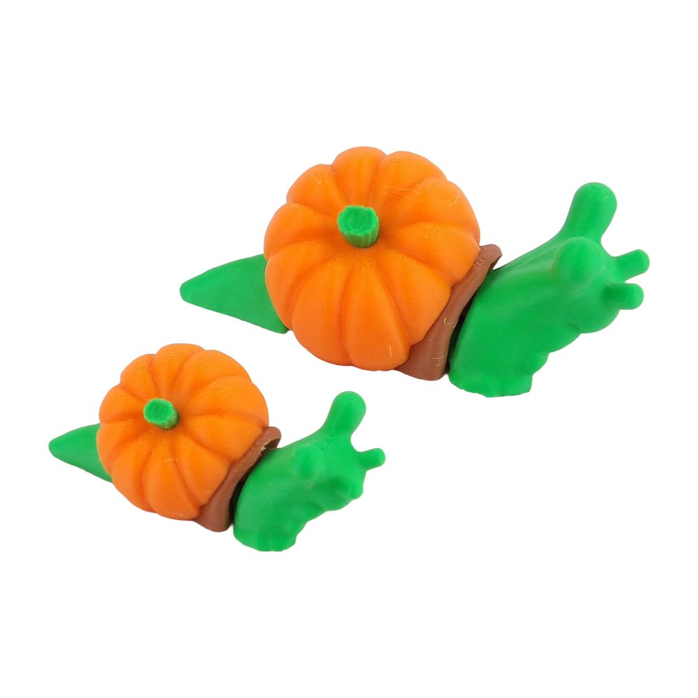 3D-Printed Articulated Pumpkin Snail Figurine  Spooky-Cute Fall Dcor, Poseable PLA Collectible (Large)