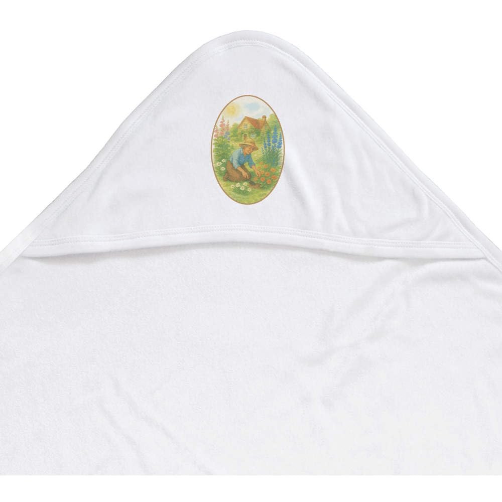 Azeeda 'Gardening Grandma Cottage' Baby Hooded Towel (HT00036803)