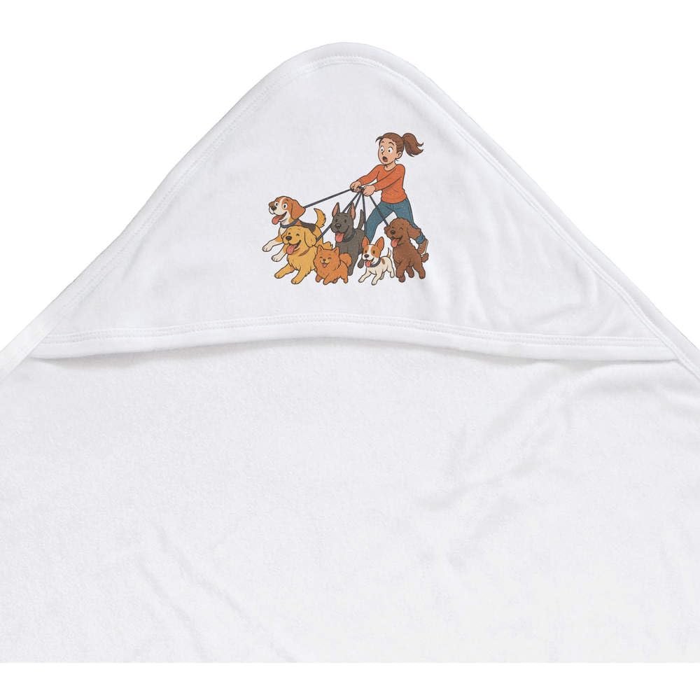 Azeeda 'Walkies Happy Dogs' Baby Hooded Towel (HT00035920)