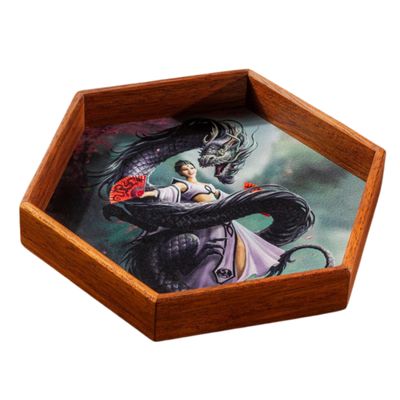 Anne Stokes Dice Tray: Dragon Dancer by Q-Workshop | Ages 14+ | Made of Bodo Wood | RPG Game Accessory