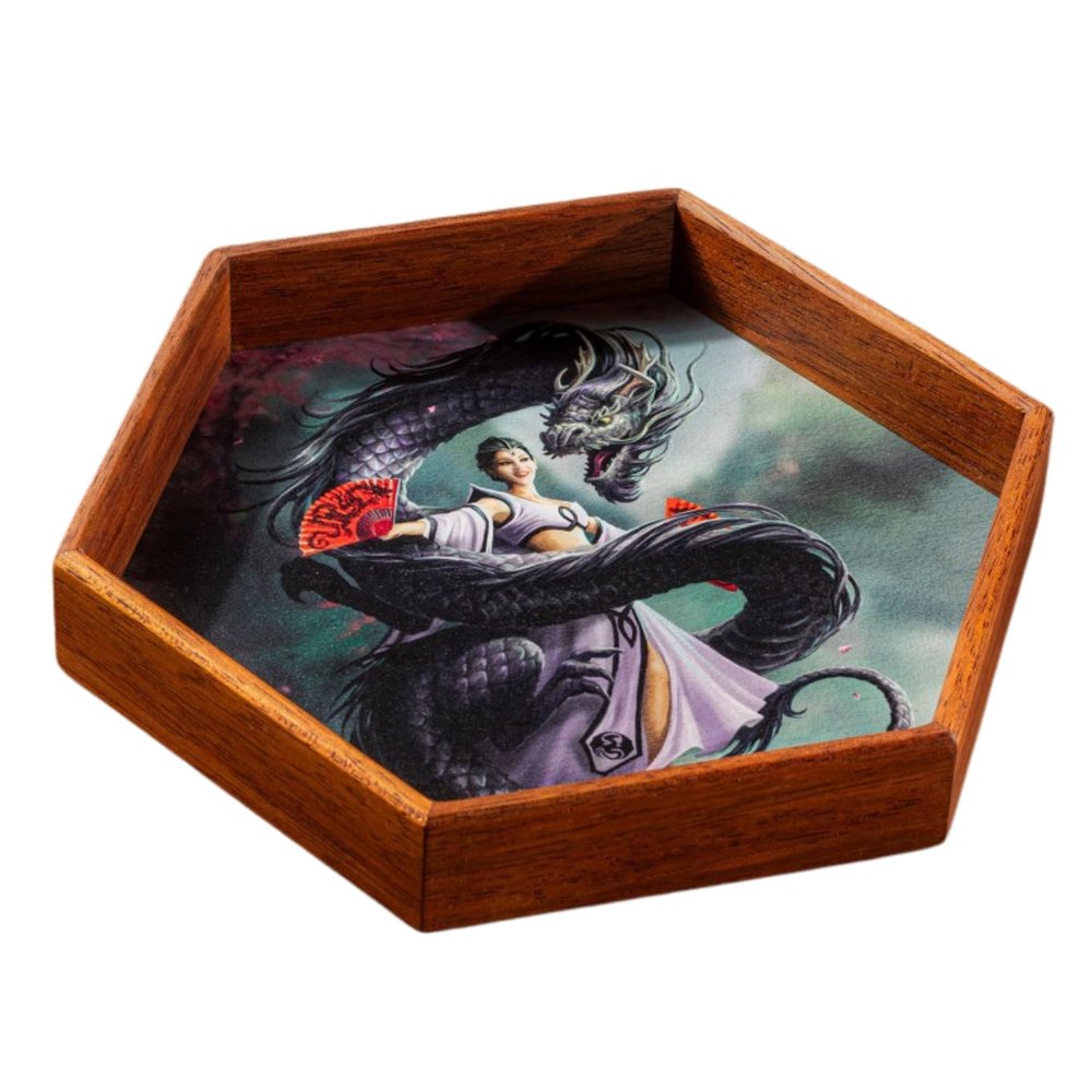 Anne Stokes Dice Tray: Dragon Dancer by Q-Workshop | Ages 14+ | Made of Bodo Wood | RPG Game Accessory