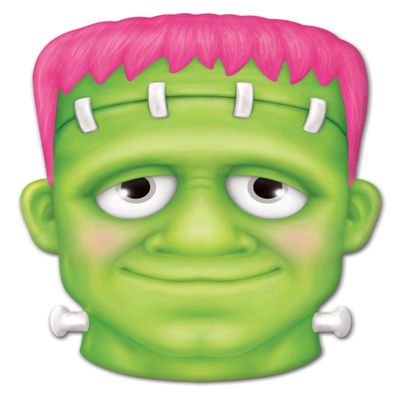 10"Lx7.25'H Metal/Embossed Frankenstein Green/Pink MD1397A7