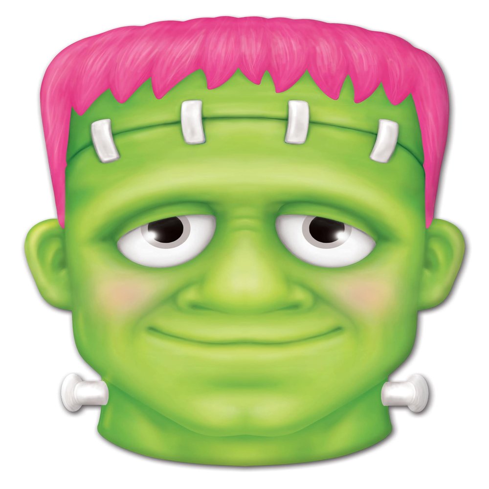 10"Lx7.25'H Metal/Embossed Frankenstein Green/Pink MD1397A7