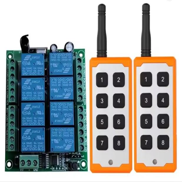 DC12V-48V 8CH RF Remote Control Circuit Universal Wireless Switch Relay Receiver and Smart Transmitter for Garage *2